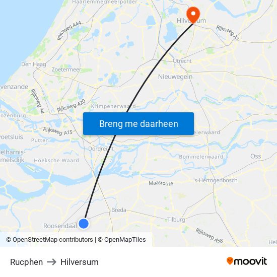 Rucphen to Hilversum map