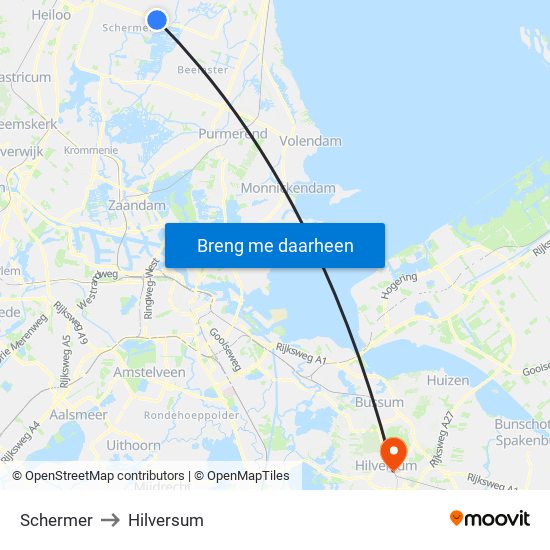 Schermer to Hilversum map