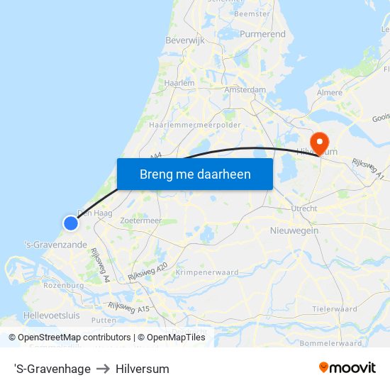'S-Gravenhage to Hilversum map