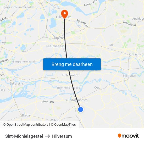 Sint-Michielsgestel to Hilversum map