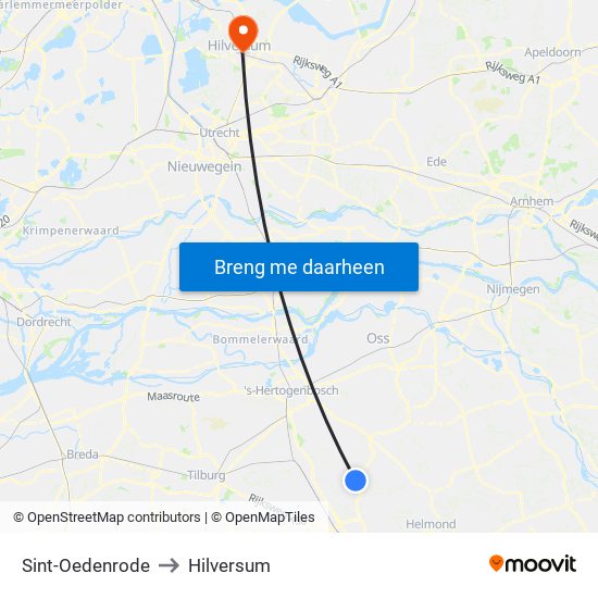 Sint-Oedenrode to Hilversum map