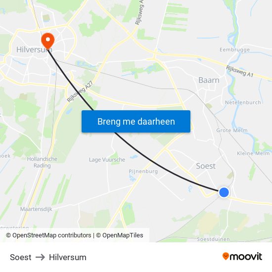 Soest to Hilversum map