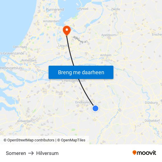 Someren to Hilversum map
