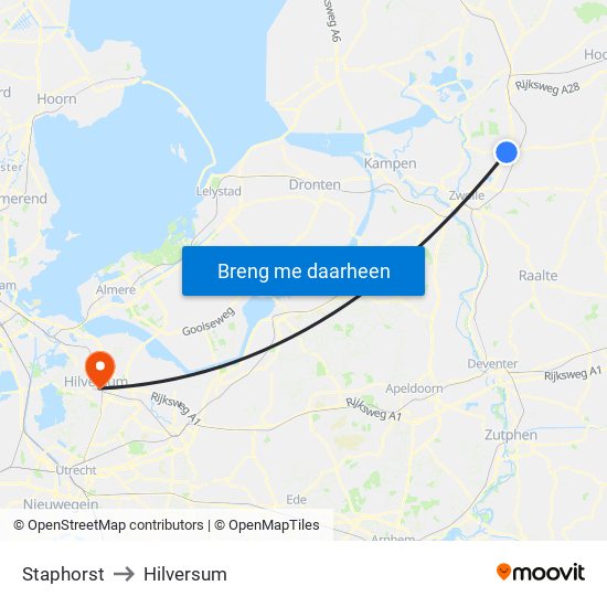 Staphorst to Hilversum map