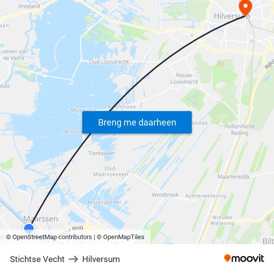 Stichtse Vecht to Hilversum map