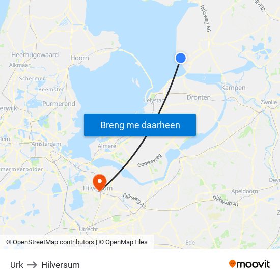 Urk to Hilversum map