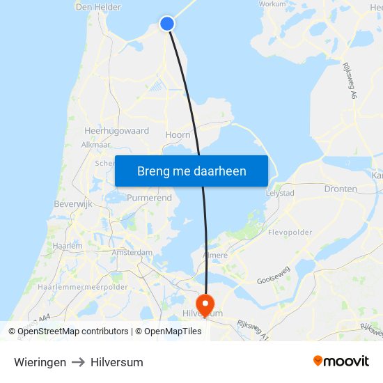 Wieringen to Hilversum map