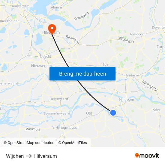 Wijchen to Hilversum map