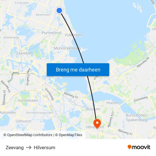 Zeevang to Hilversum map