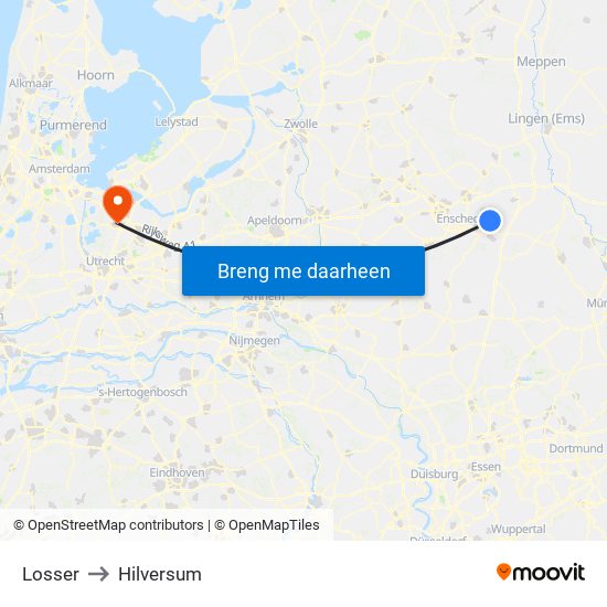 Losser to Hilversum map