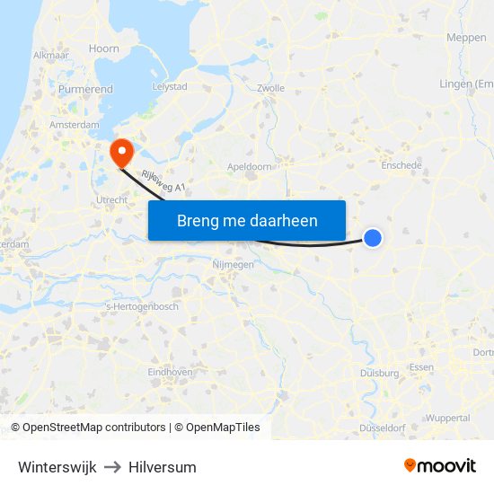 Winterswijk to Hilversum map