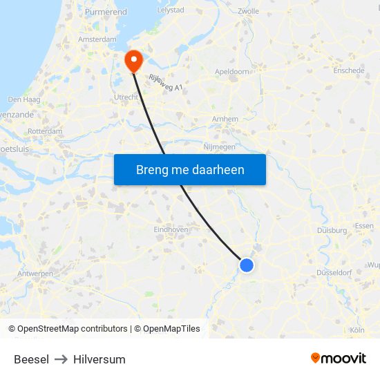 Beesel to Hilversum map
