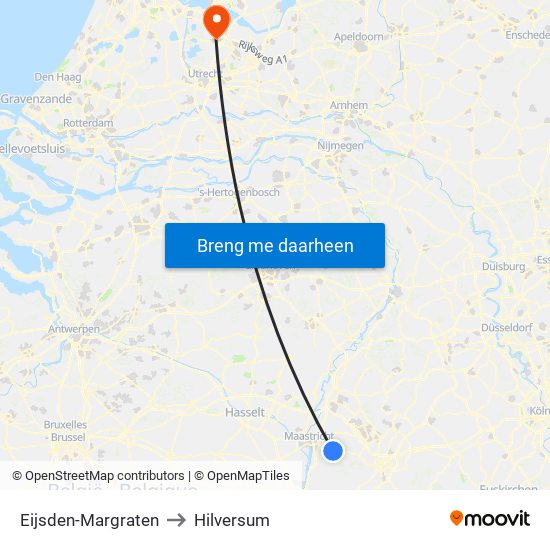 Eijsden-Margraten to Hilversum map