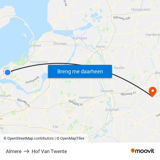 Almere to Hof Van Twente map