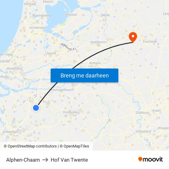 Alphen-Chaam to Hof Van Twente map