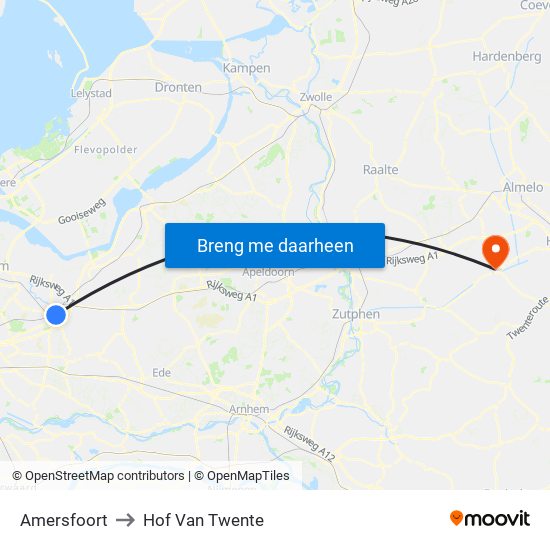 Amersfoort to Hof Van Twente map