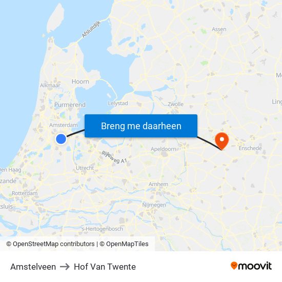 Amstelveen to Hof Van Twente map
