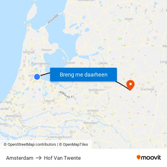 Amsterdam to Hof Van Twente map