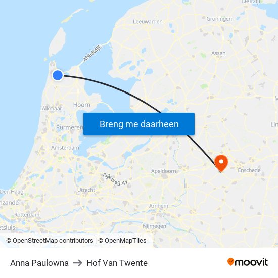 Anna Paulowna to Hof Van Twente map