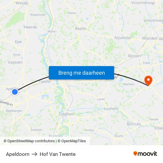 Apeldoorn to Hof Van Twente map