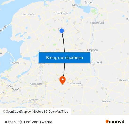 Assen to Hof Van Twente map