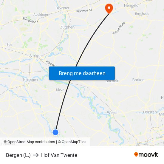 Bergen (L.) to Hof Van Twente map