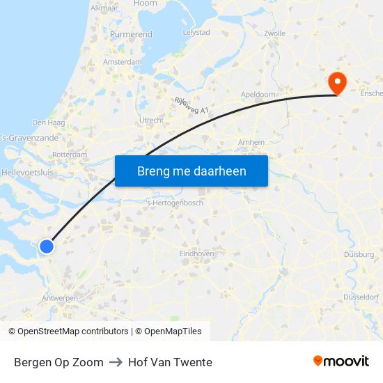 Bergen Op Zoom to Hof Van Twente map