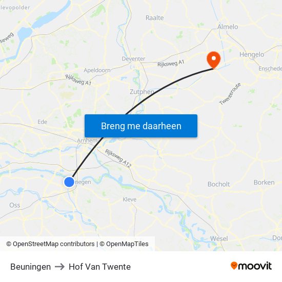 Beuningen to Hof Van Twente map