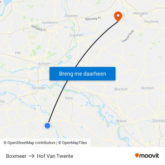 Boxmeer to Hof Van Twente map