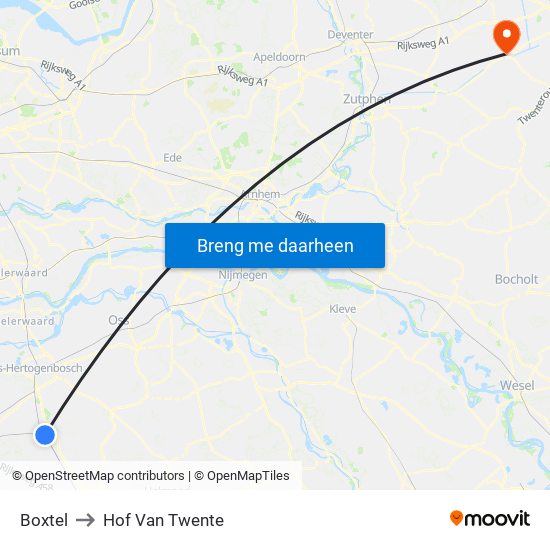 Boxtel to Hof Van Twente map
