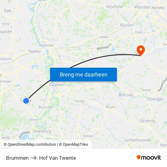 Brummen to Hof Van Twente map