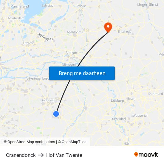 Cranendonck to Hof Van Twente map