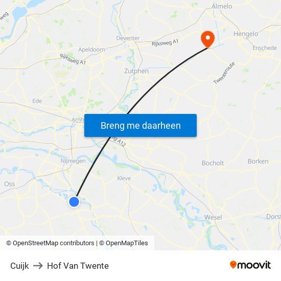 Cuijk to Hof Van Twente map