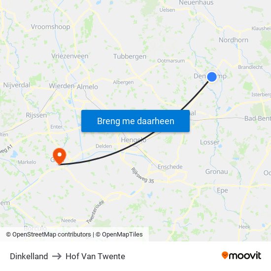 Dinkelland to Hof Van Twente map