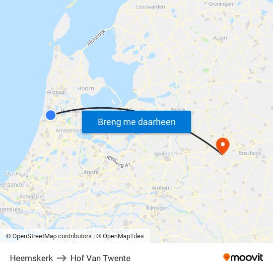 Heemskerk to Hof Van Twente map