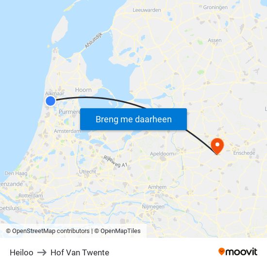 Heiloo to Hof Van Twente map