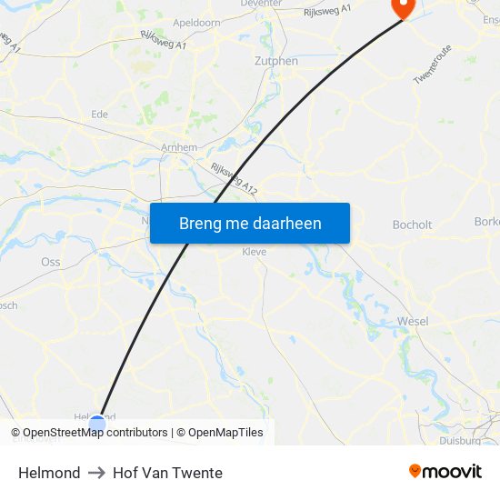 Helmond to Hof Van Twente map