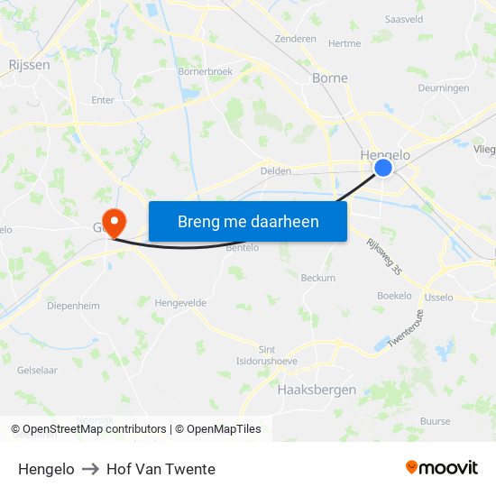 Hengelo to Hof Van Twente map