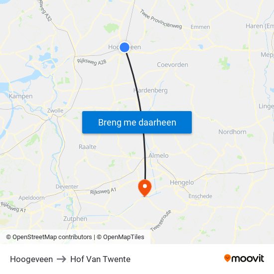 Hoogeveen to Hof Van Twente map
