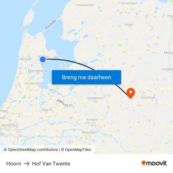 Hoorn to Hof Van Twente map