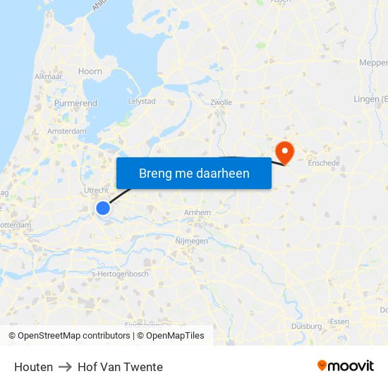 Houten to Hof Van Twente map