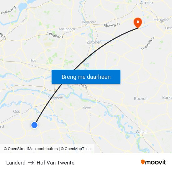Landerd to Hof Van Twente map