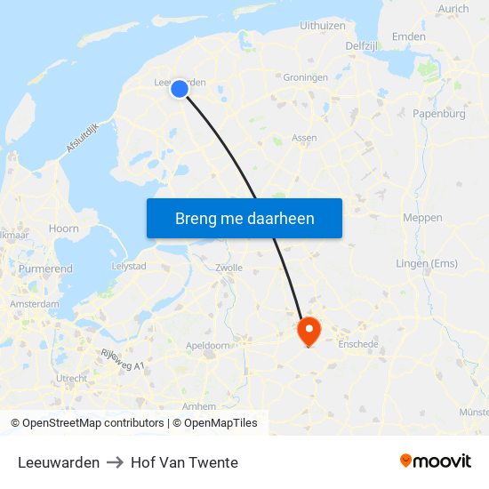Leeuwarden to Hof Van Twente map