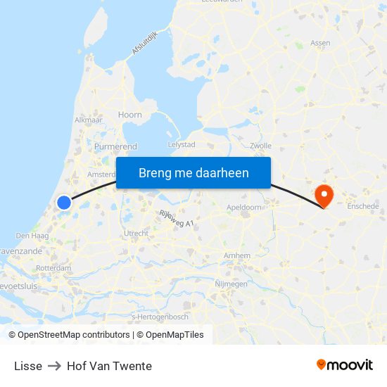 Lisse to Hof Van Twente map