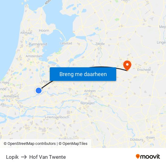Lopik to Hof Van Twente map
