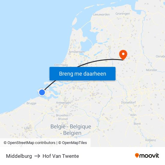 Middelburg to Hof Van Twente map