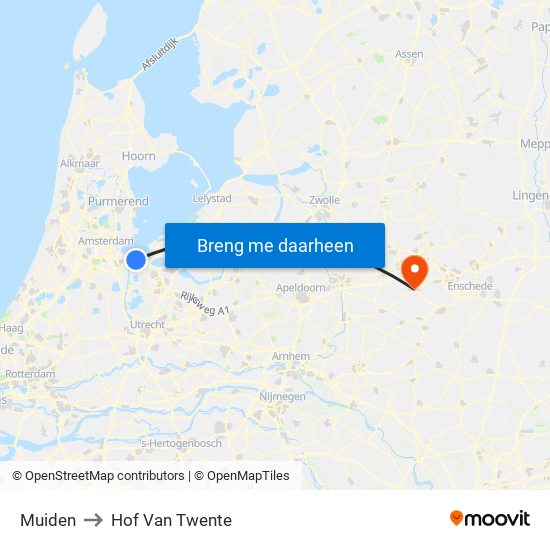 Muiden to Hof Van Twente map