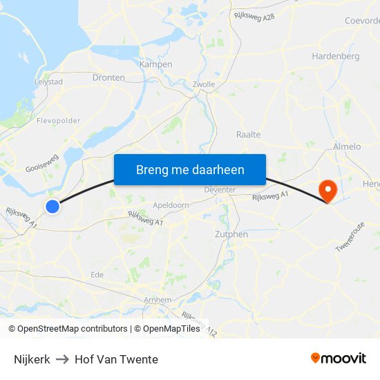 Nijkerk to Hof Van Twente map