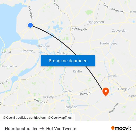 Noordoostpolder to Hof Van Twente map