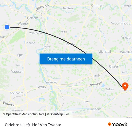 Oldebroek to Hof Van Twente map